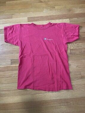 VINTAGE Early 90s Champion Logo T Shirt Single Stitch Size Medium Red FREE SHIP
